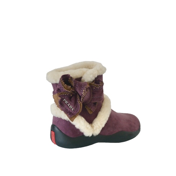 NIB AUTHENTIC PRADA SHEARLING GIRLS BOOTS - Picture 3 of 7